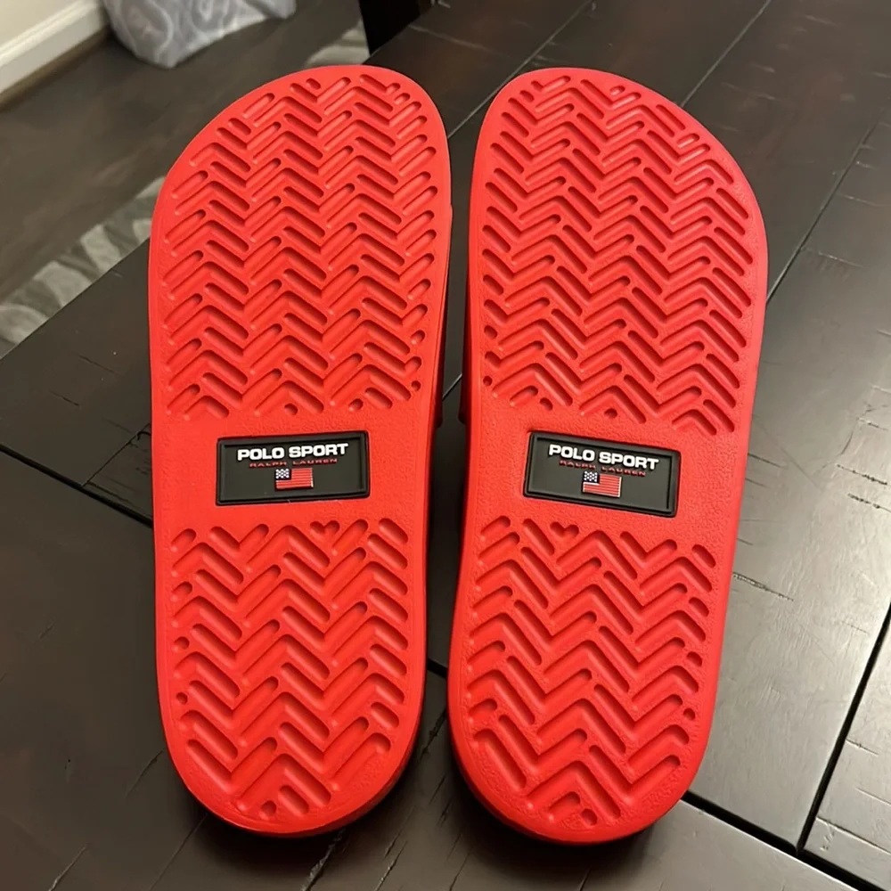 Polo Sport Ralph Lauren EVA Slides Sandals Shoes new Flip Flops red Mens Size 11